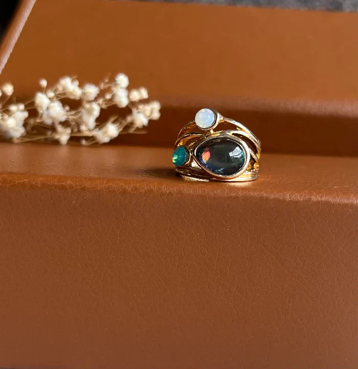 Vintage blár tunglsteinshringur