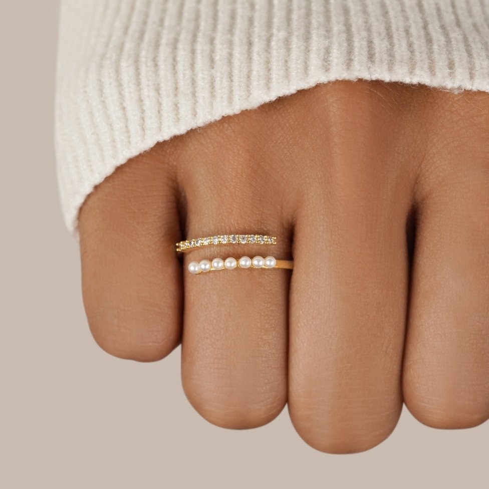 „Wrap Me“ hringur með perlum og kristöllum
